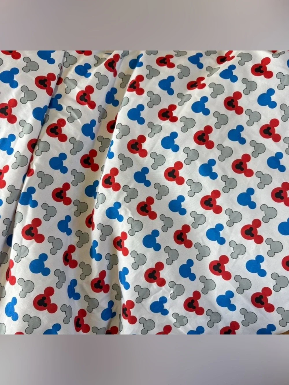 Disney Mickey Mouse Fitted Crib / Toddler Mattress Sheet Red, White, Blue & Grey